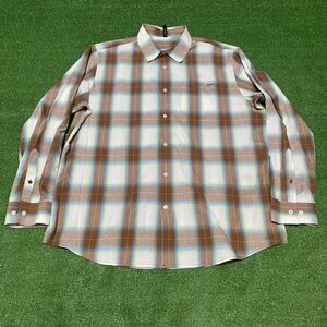 RVCA Mens XXL Plaid Button Up Shirt Long Sleeve Brown Blue PM Tenore Skate Surf